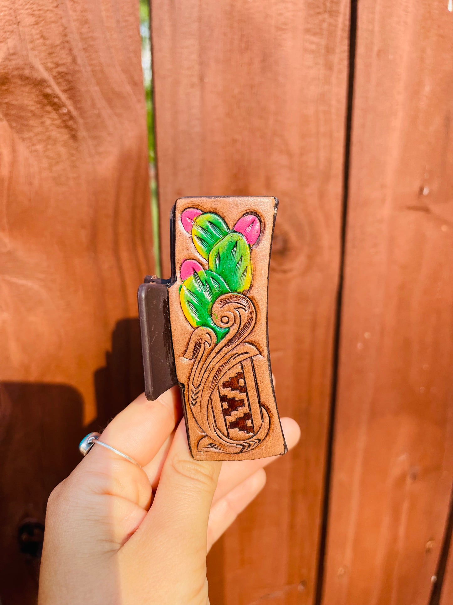 Tooled Leather Hairclip