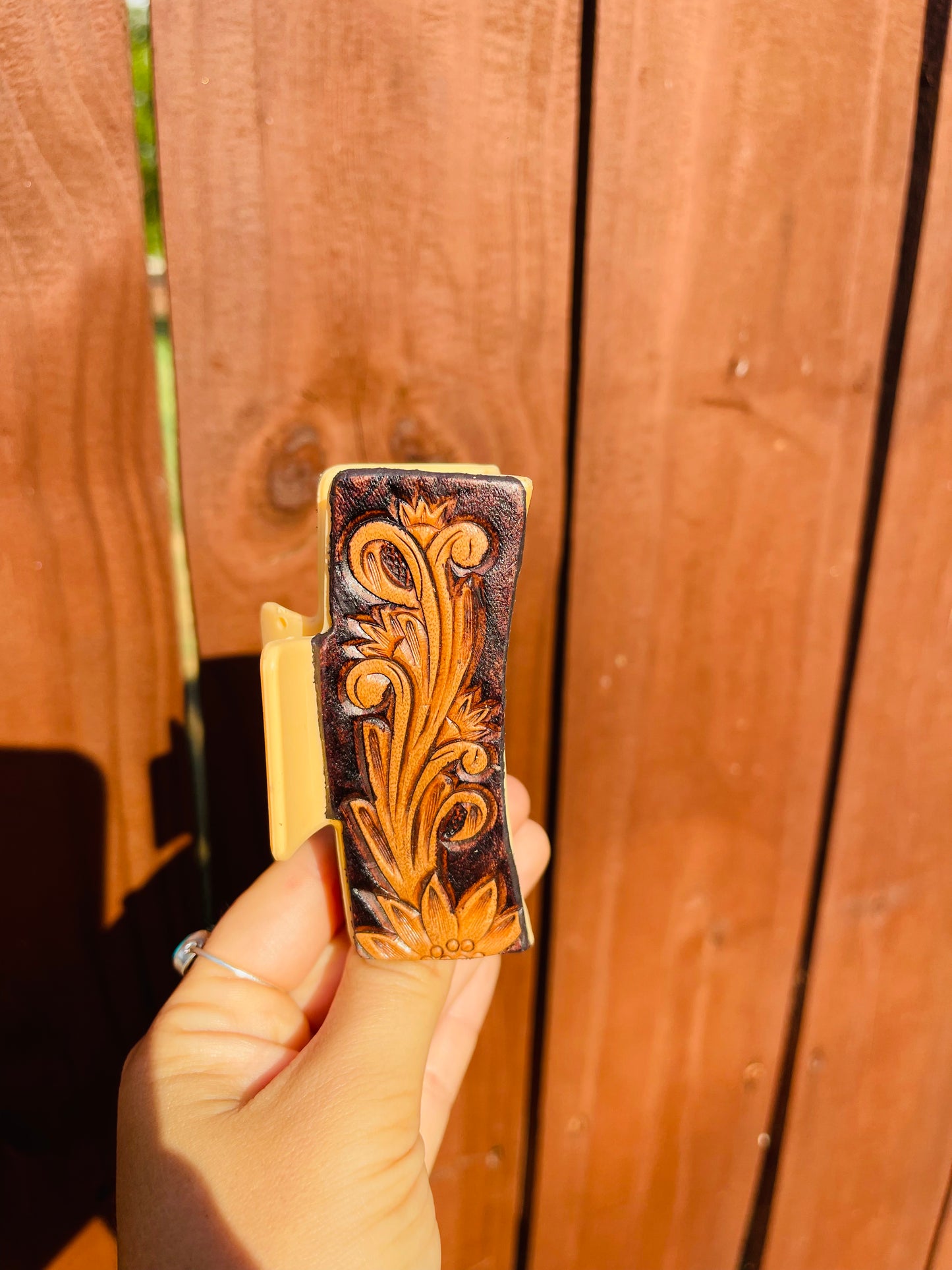 Tooled Leather Hairclip