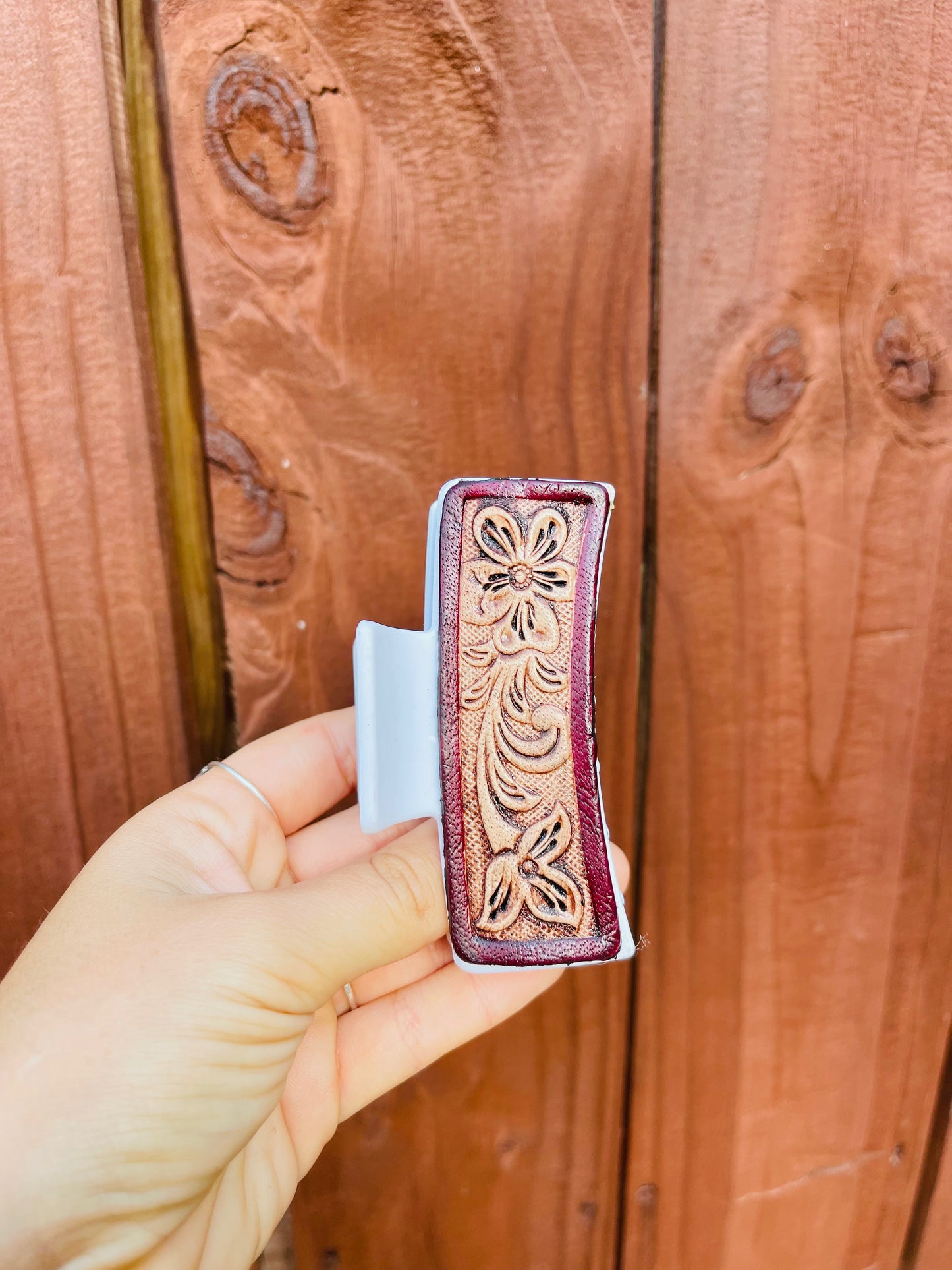 Tooled Leather Hairclip