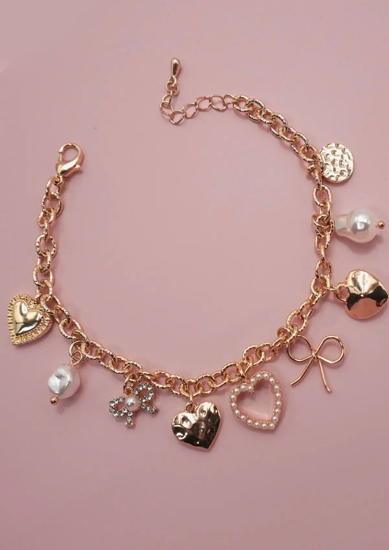 Bow & Heart Charm Bracelet